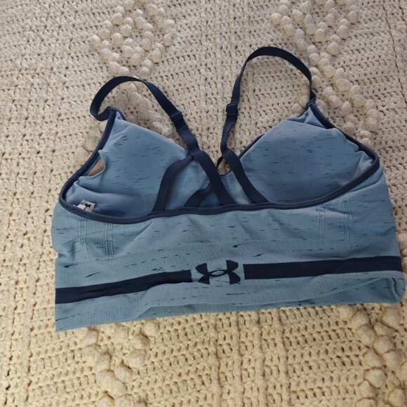 Under Armour Women's Seamless Low Impact Long Sports Bra Tech Blue Large - Picture 8 of 11